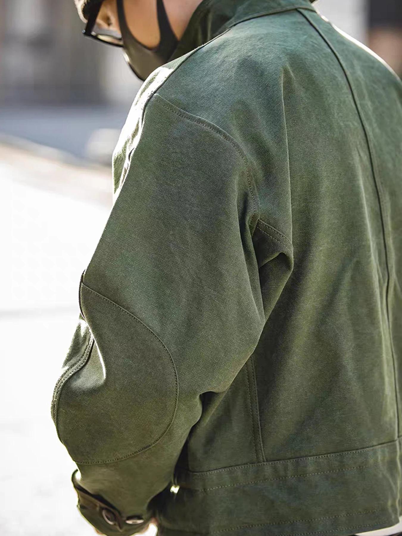 Veste de moto suédoise, veste courte décontractée pour homme, style militaire rétro vert, 100% coton