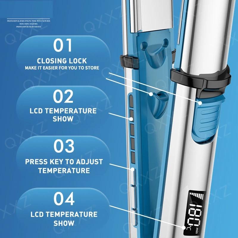 750 ℉   Fer à lisser professionnel en acier inoxydable, fer plat pour tous les Types de cheveux et f