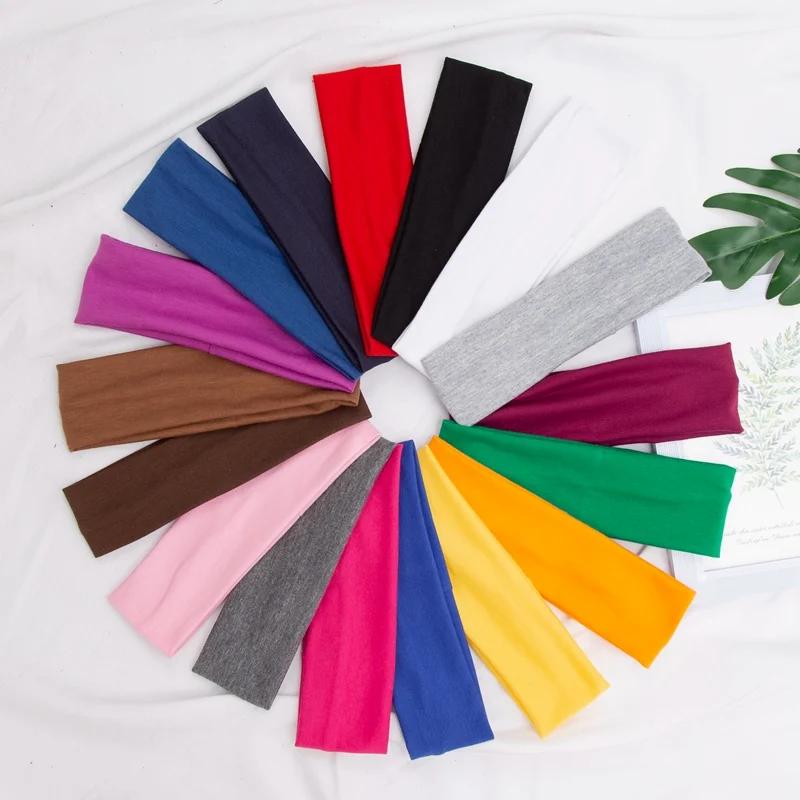 Bandeau élastique en coton, bandeaux à la mode pour femmes et hommes, solide, course à pied, Fitness