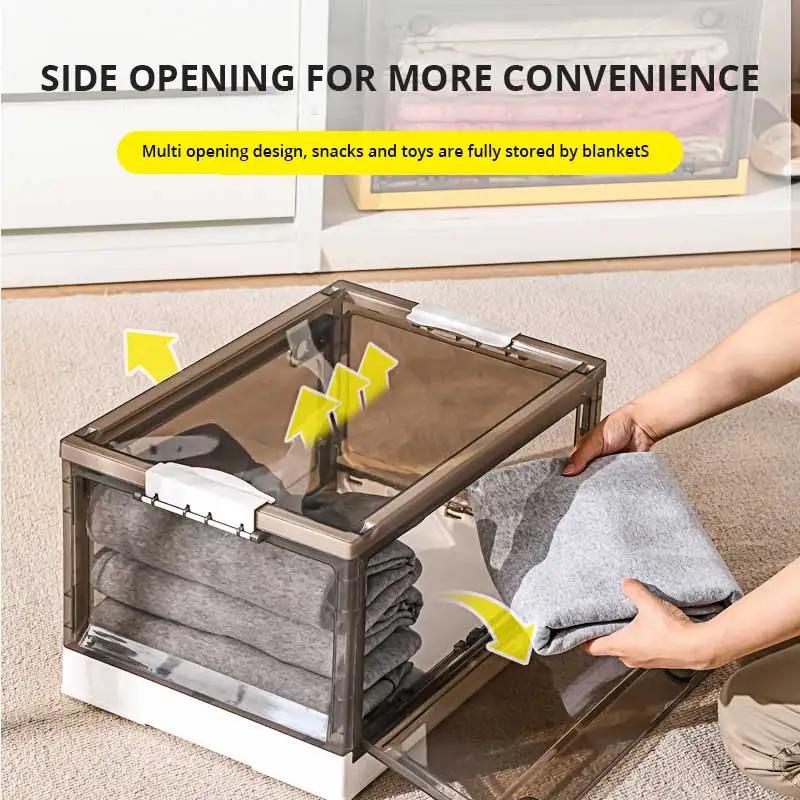 Coffre de rangement pliable, boîte de rangement ouverte, boîte de rangement transparente, organisate