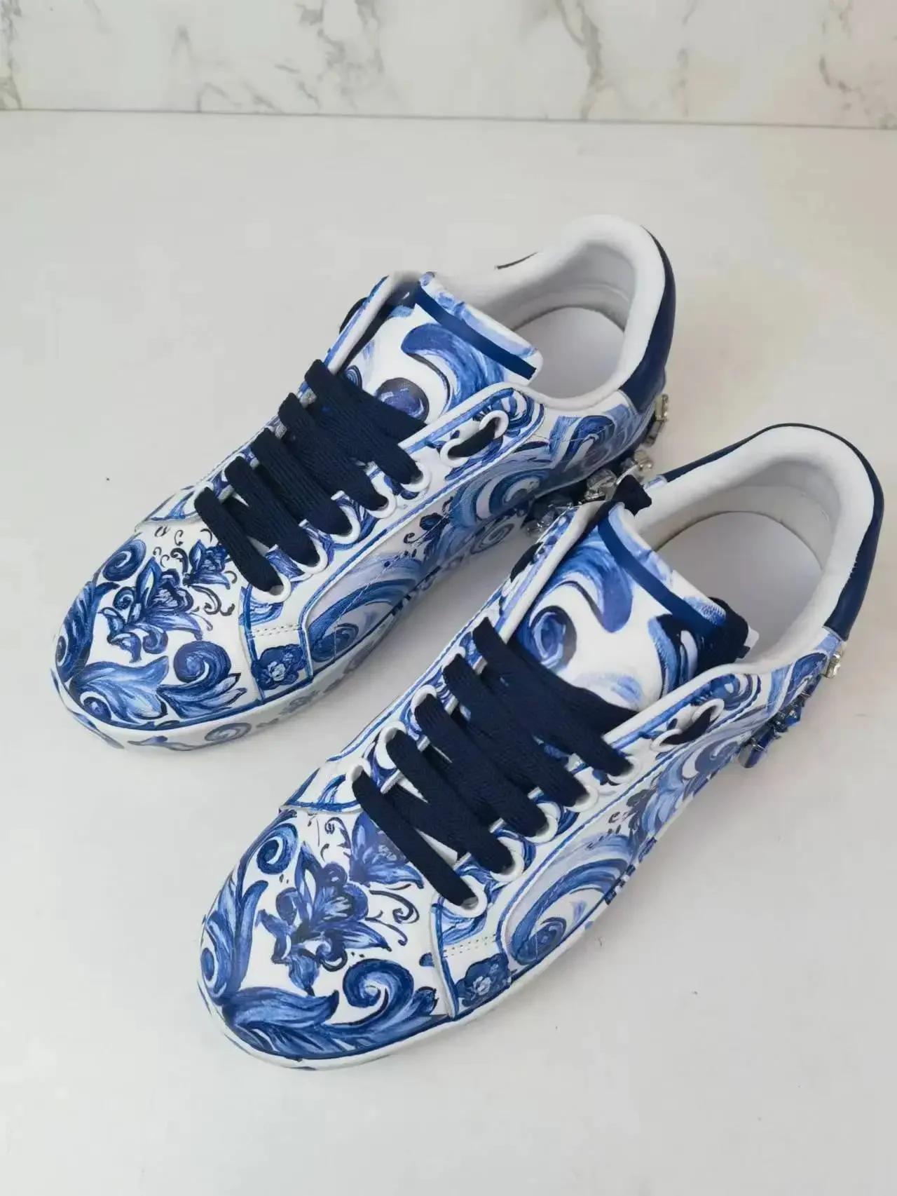 Chaussures plates décontractées à motif floral vert en porcelaine, style Country Tide, avec contrast