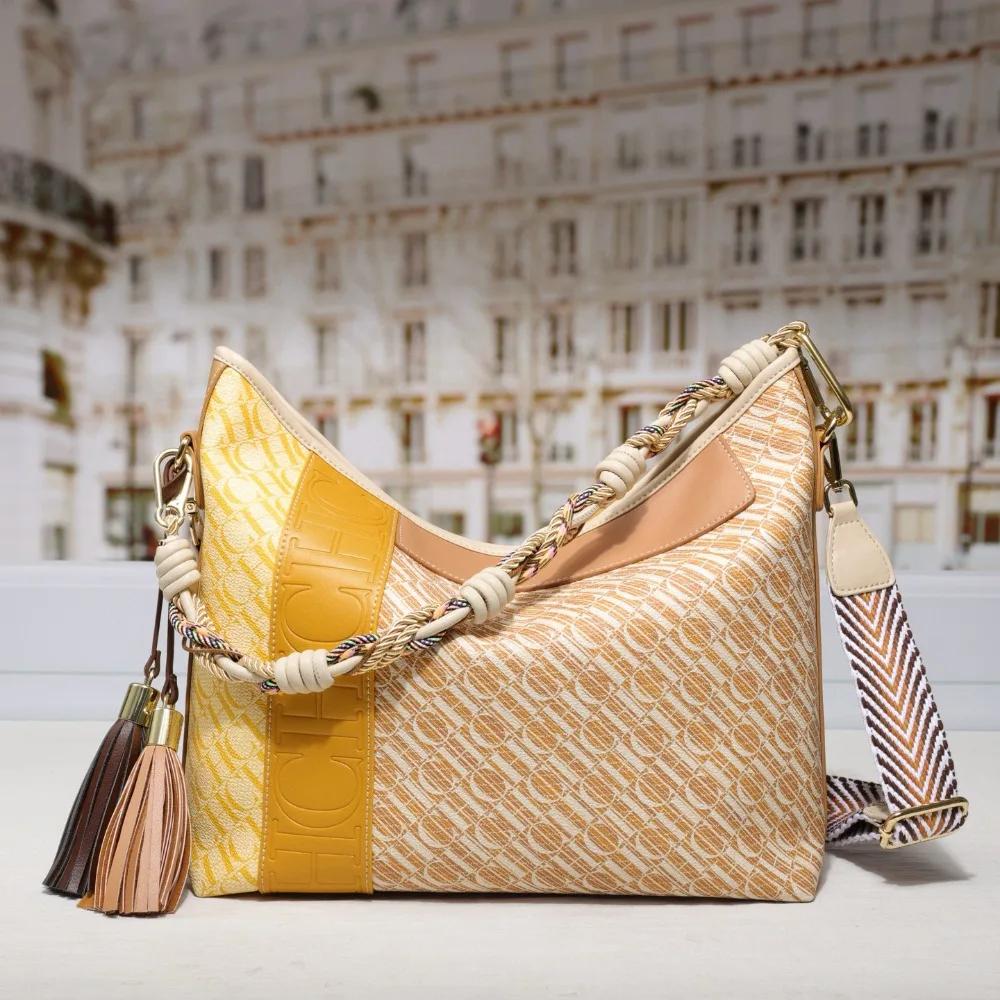 Sac fourre-tout pour femme CHHC, texture premium, multifonctionnel, sac bandoulière, design imprimé 