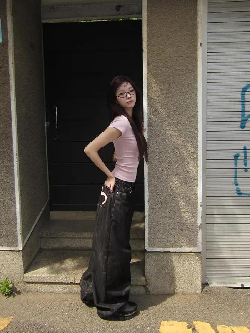 Jean Denim Y2K pour femme, Baggy, coupe large, Grunge, Harajuku, Cowboy, nouveau pantalon coréen pou