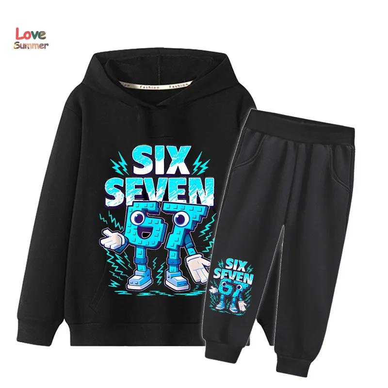 Ensemble 2 pièces sweat à capuche et pantalon 67 Six Seven pour garçons et filles, style italien Bra
