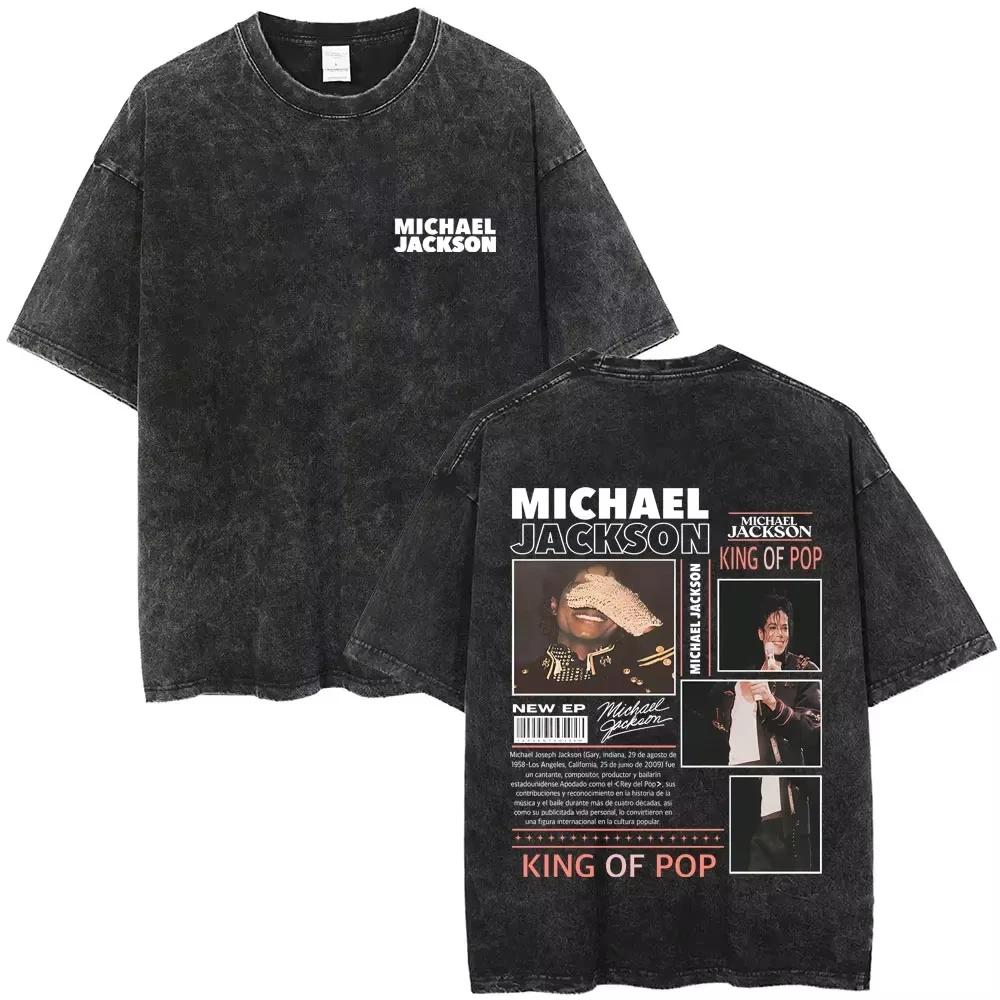T-shirts vintage délavés Michael Jackson le roi de la pop pour hommes et femmes, t-shirt décontracté