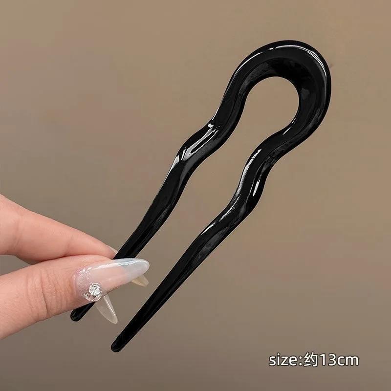 Fourchette à cheveux en forme de U, épingle à cheveux en acétate de écaille de tortue, Design géomét