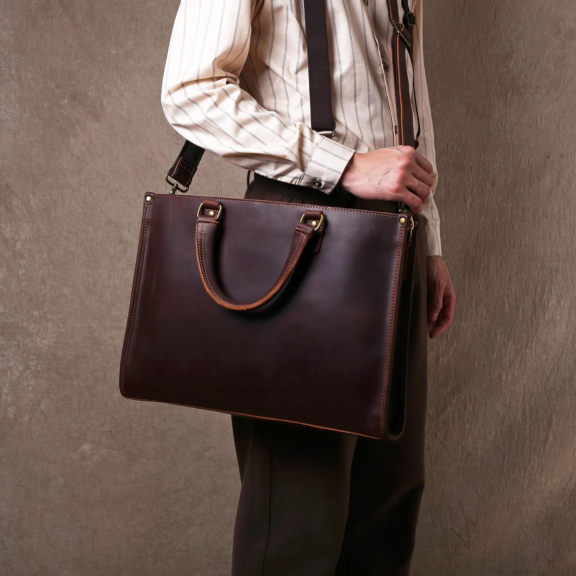 Baotou – sac à main en cuir pour hommes, Ultra-simple, de haute qualité, avec couche en cuir de vach