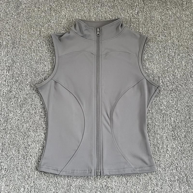 Haut de Sport sans manches pour femmes, coupe cintrée, séchage rapide, col montant élastique, vêteme