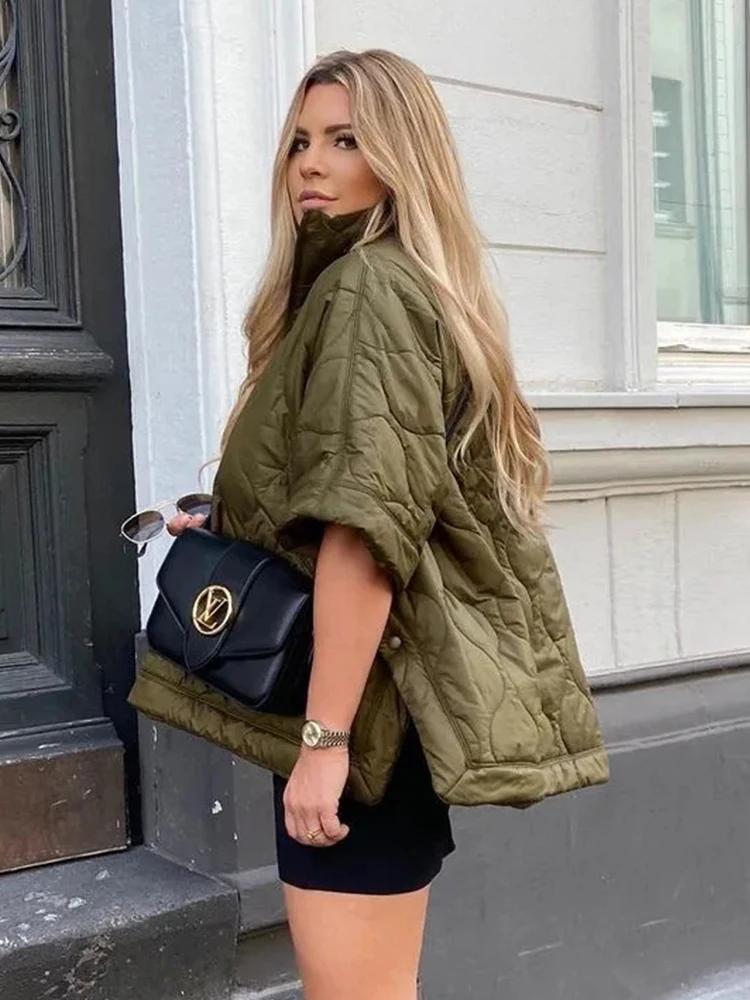 Manteau Argyle matelassé pour femme, veste imperméable, parkas rembourrées décontractées, manteau à 