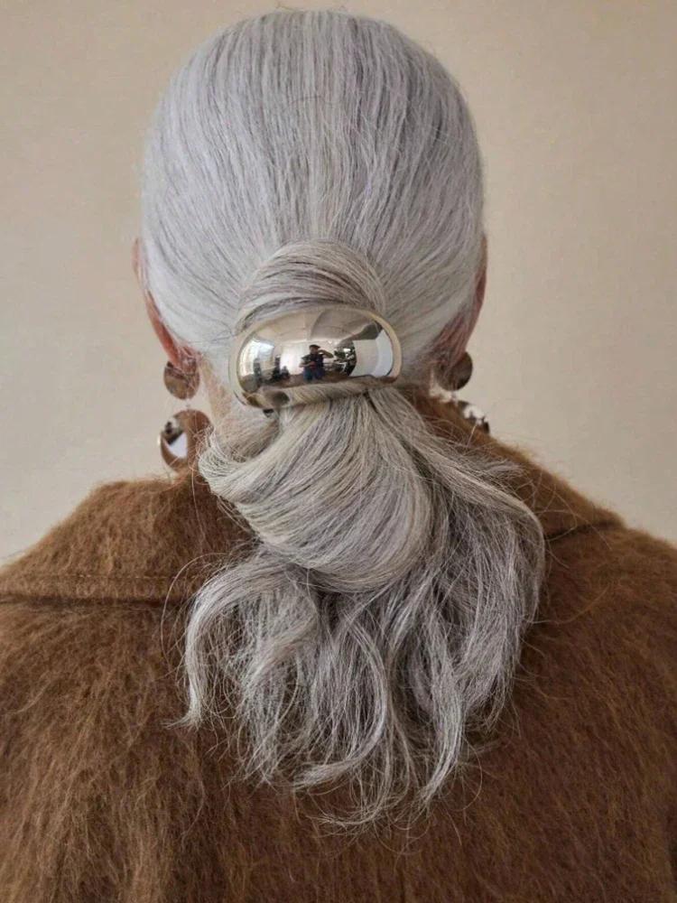 1pc à la mode Punk géométrique métal bandeau queue de cheval cheveux Scrunchie pour les femmes Simpl