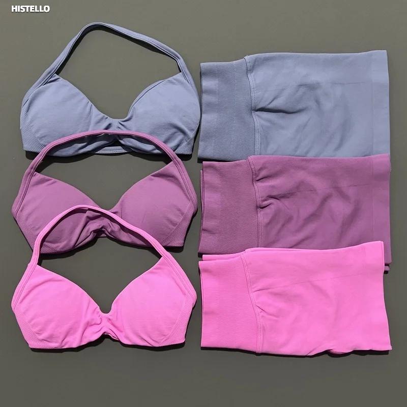 HISTELLO ensemble de gymnastique 2 pièces femmes à bretelles soutien-gorge de Yoga haut d'entraîneme