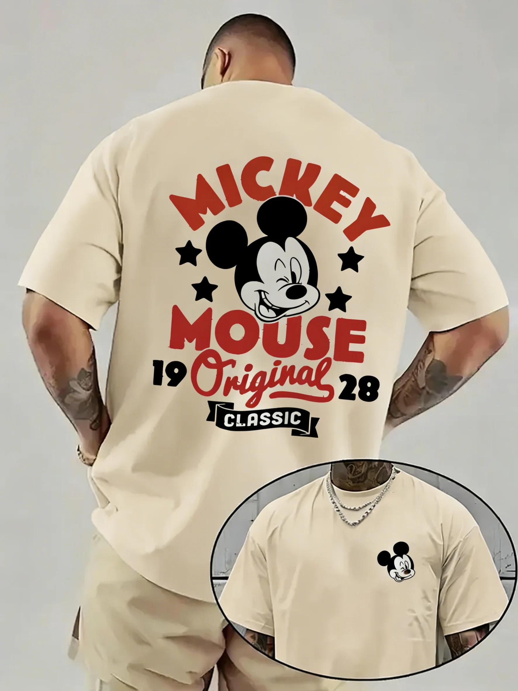 T-shirt imprimé Disney Mickey Mouse pour homme, tendance streetwear décontracté Y2K, manches courtes