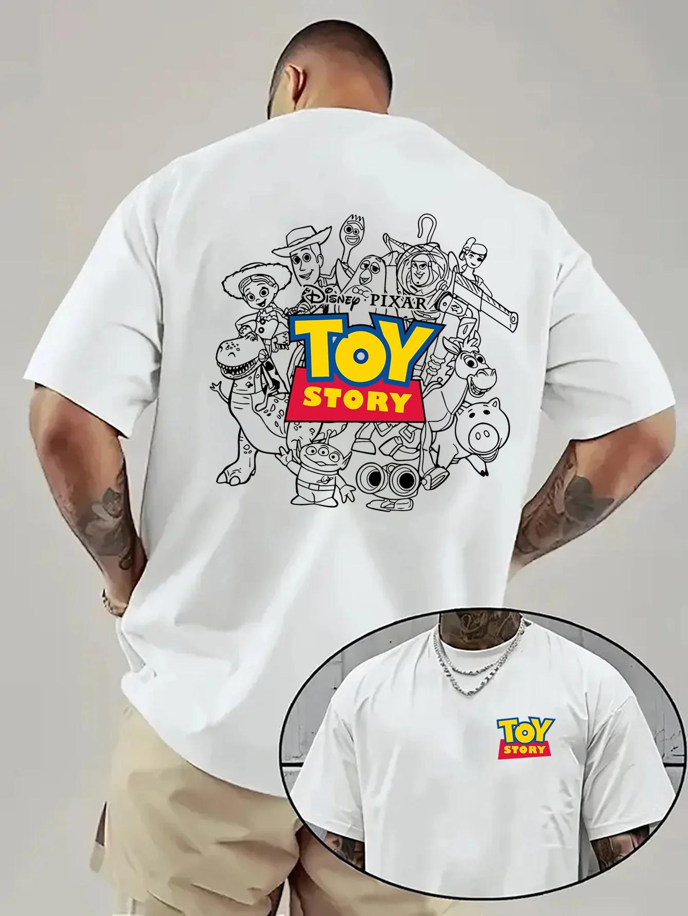 T-shirt imprimé Disney Toy Story Cartoon, haut à manches courtes pour hommes et femmes, Street Hip H