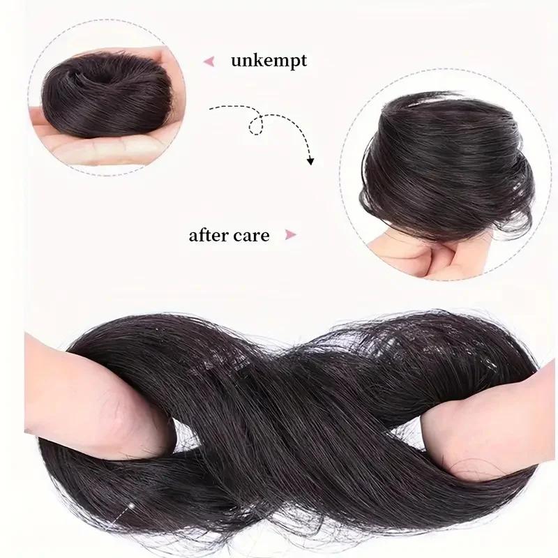 Chignon synthétique élastique désordonné pour femme, postiches, chouchou bouclé, bande de chignon, f