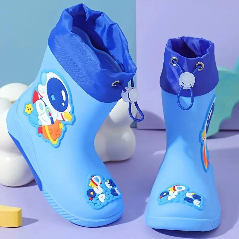 Bottes de pluie mi-mollet pour enfants, antidérapantes, durables avec cordon de serrage pour empêche