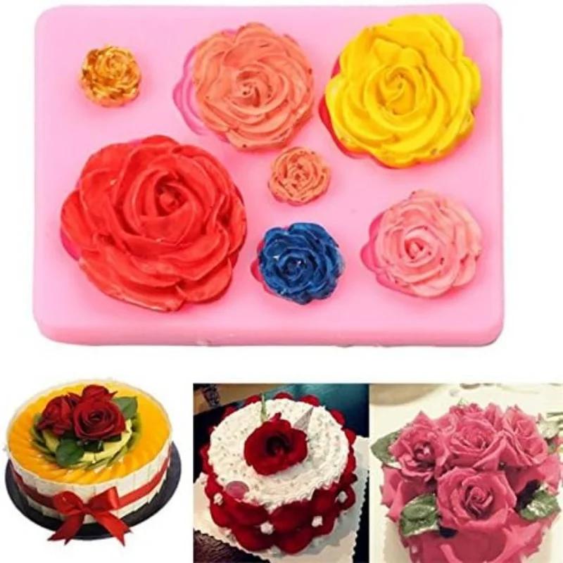 Moule en Silicone en forme de feuille de fleurs, pétales de Rose, décoration de cuisson de gâteaux, 