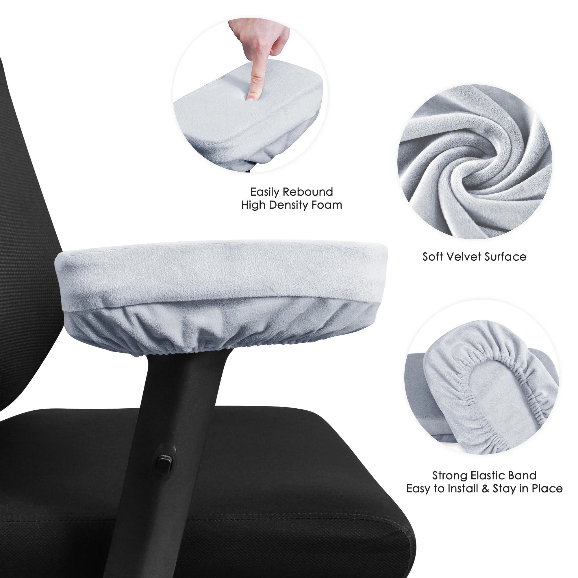 Housses d'accoudoir de chaise de bureau pour coudes et avant-bras, ensemble de 2 pièces en velours é