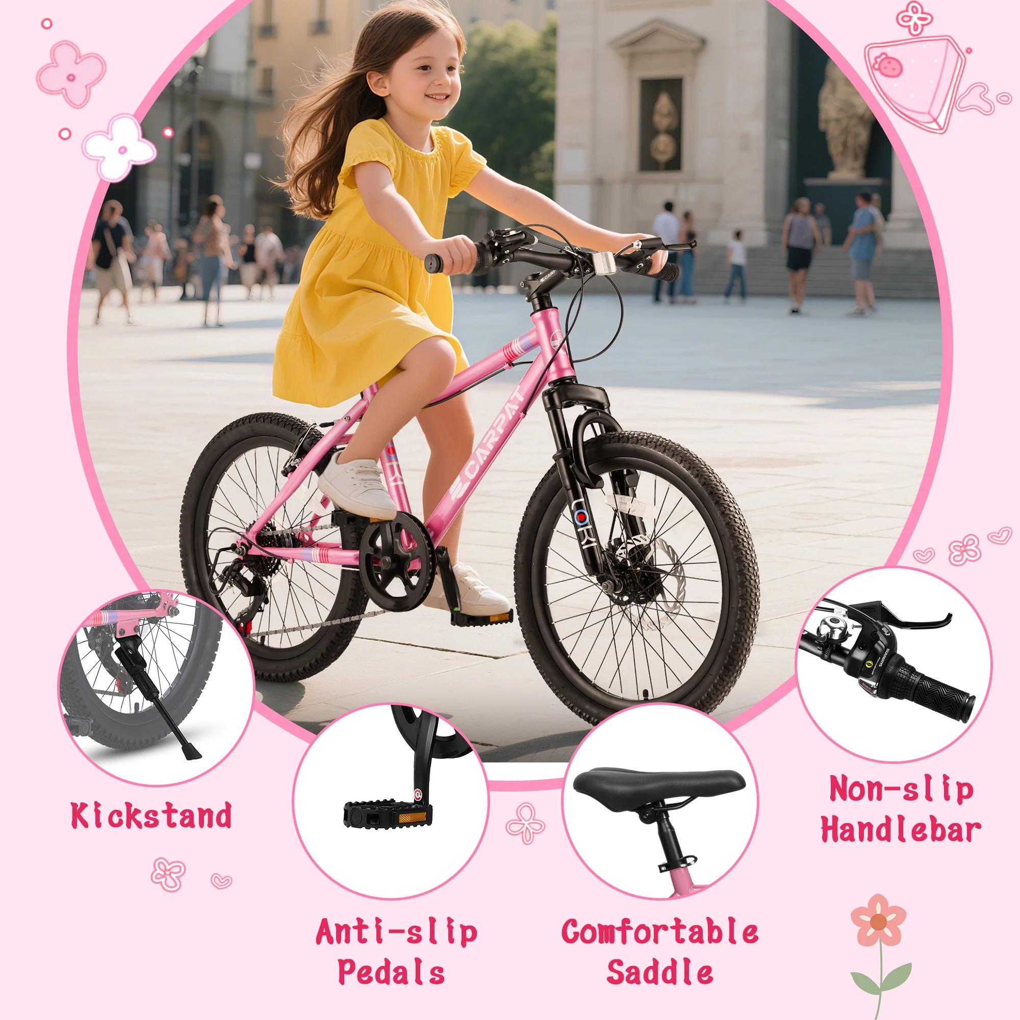 Ecarpat-Vélo de montagne pour enfants, roue de 20 pouces, cadre en acier au carbone durable, vélo à 