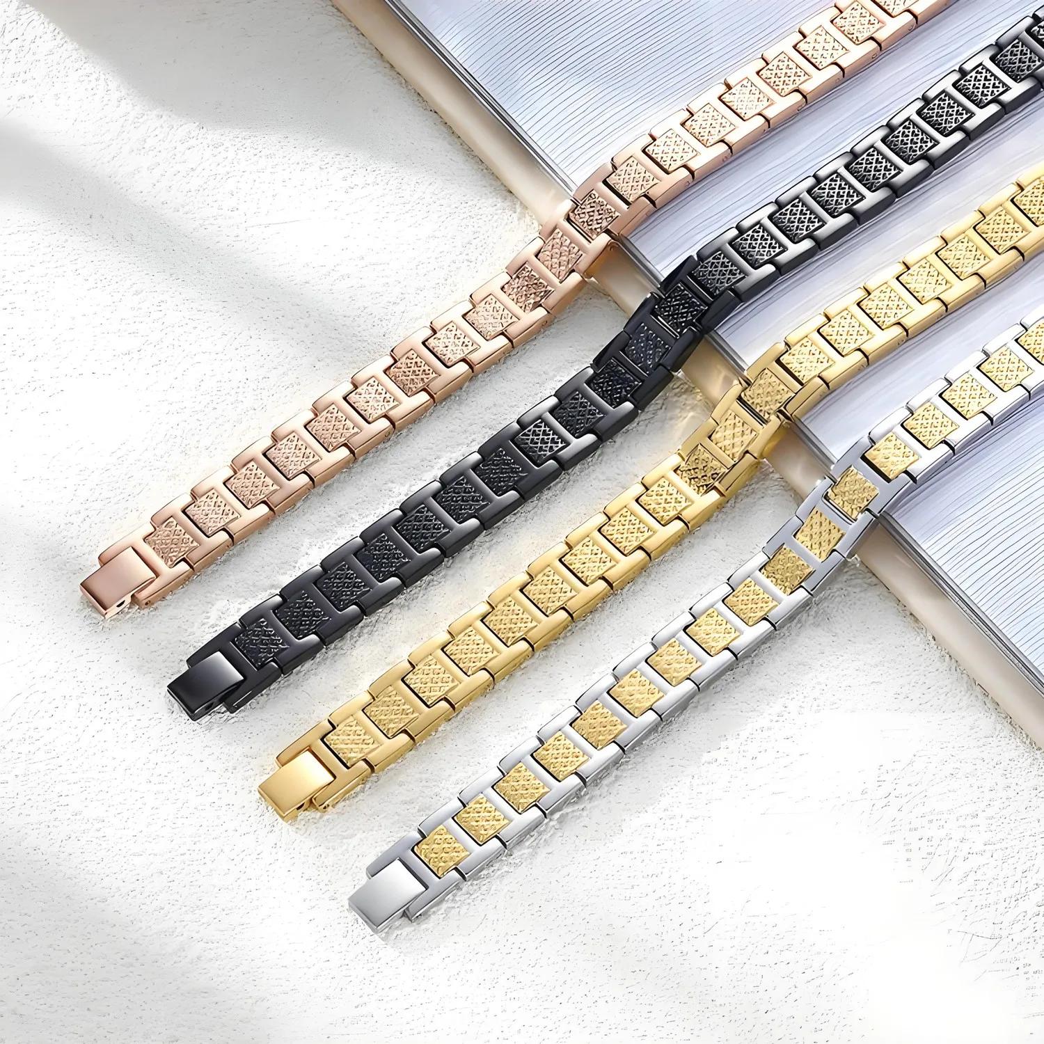 ARADOO – Bracelet en titane et acier pour hommes, chaîne à maillons à motif Crocodile, bijoux d'affa