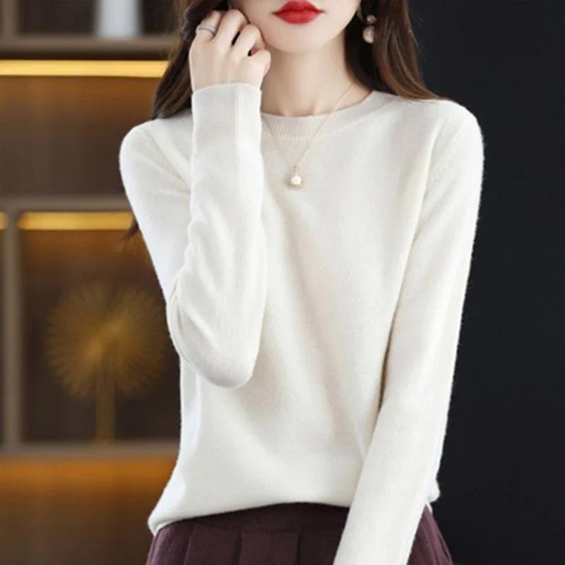 Nouveau femmes pull col rond automne hiver basique pull chaud décontracté Pulls pulls mode coréenne