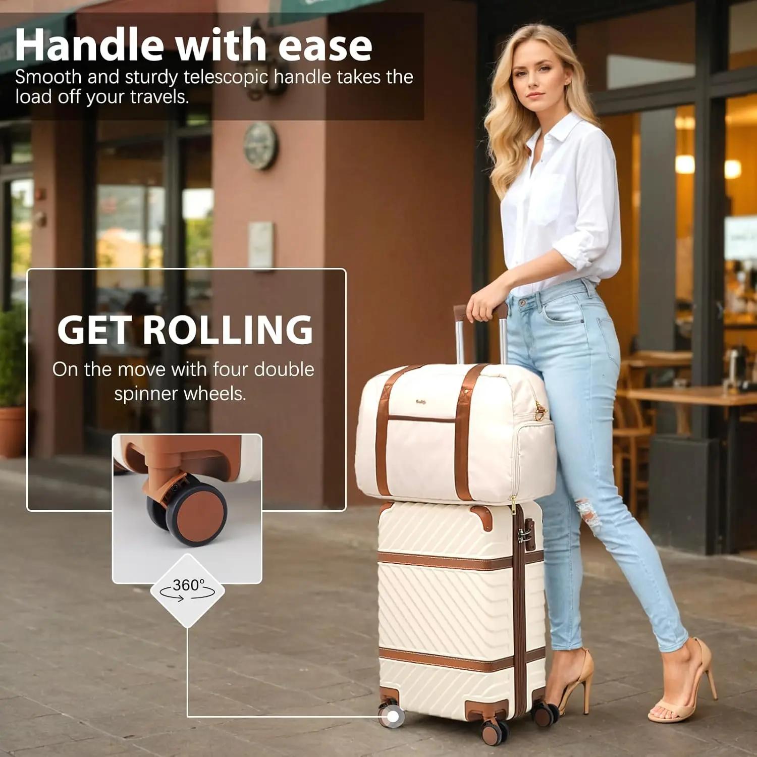 Valise rigide Coolife TSA serrure spinner roues télescopique - Bagage à main PC voyage