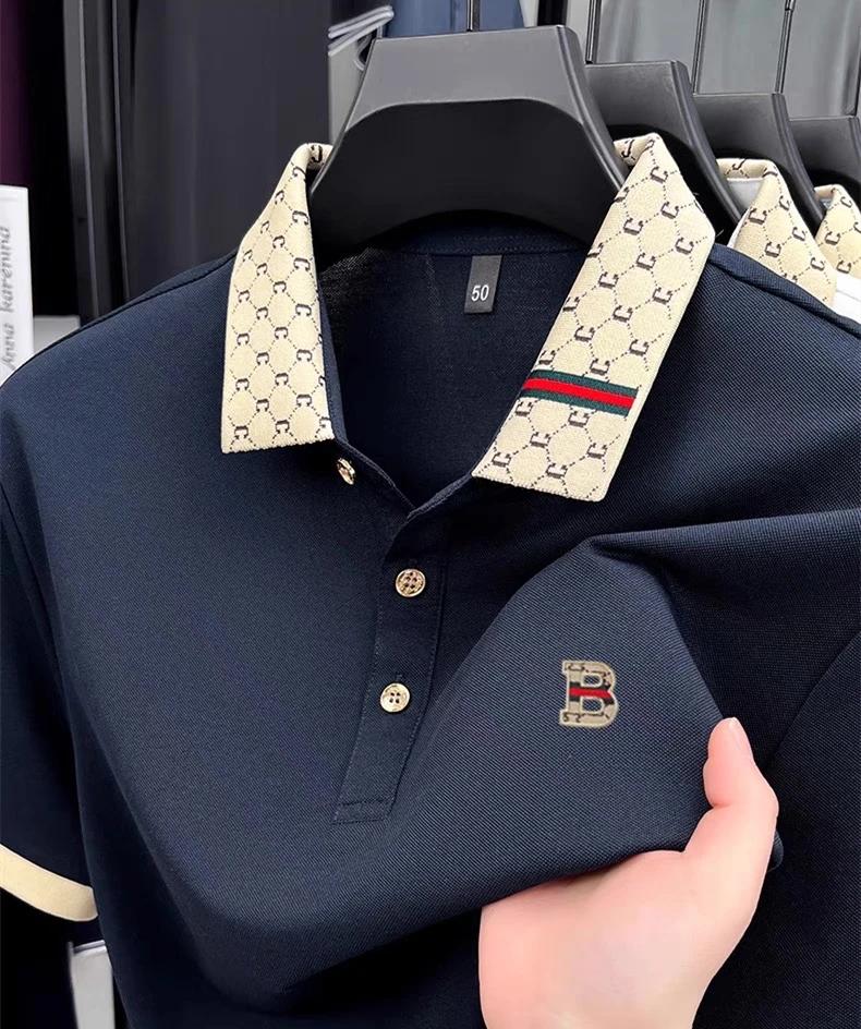 Marque de luxe B lettre en relief polo à manches courtes hommes été léger respirant nouvelle mode co