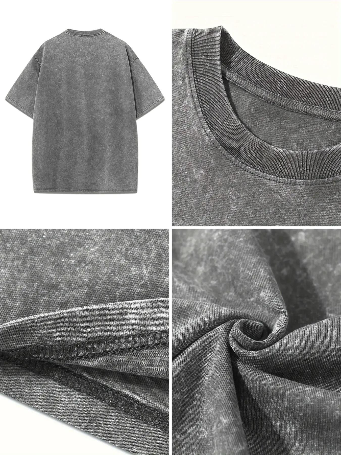 T-Shirt délavé surdimensionné pour femmes, en coton, imprimé ici arrive le soleil, décontracté, col 