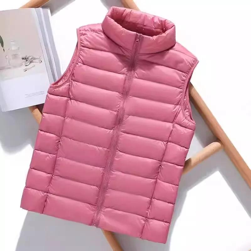 Gilet en duvet d'automne et d'hiver pour femme, veste courte ultra-légère en duvet de canard, gilet 