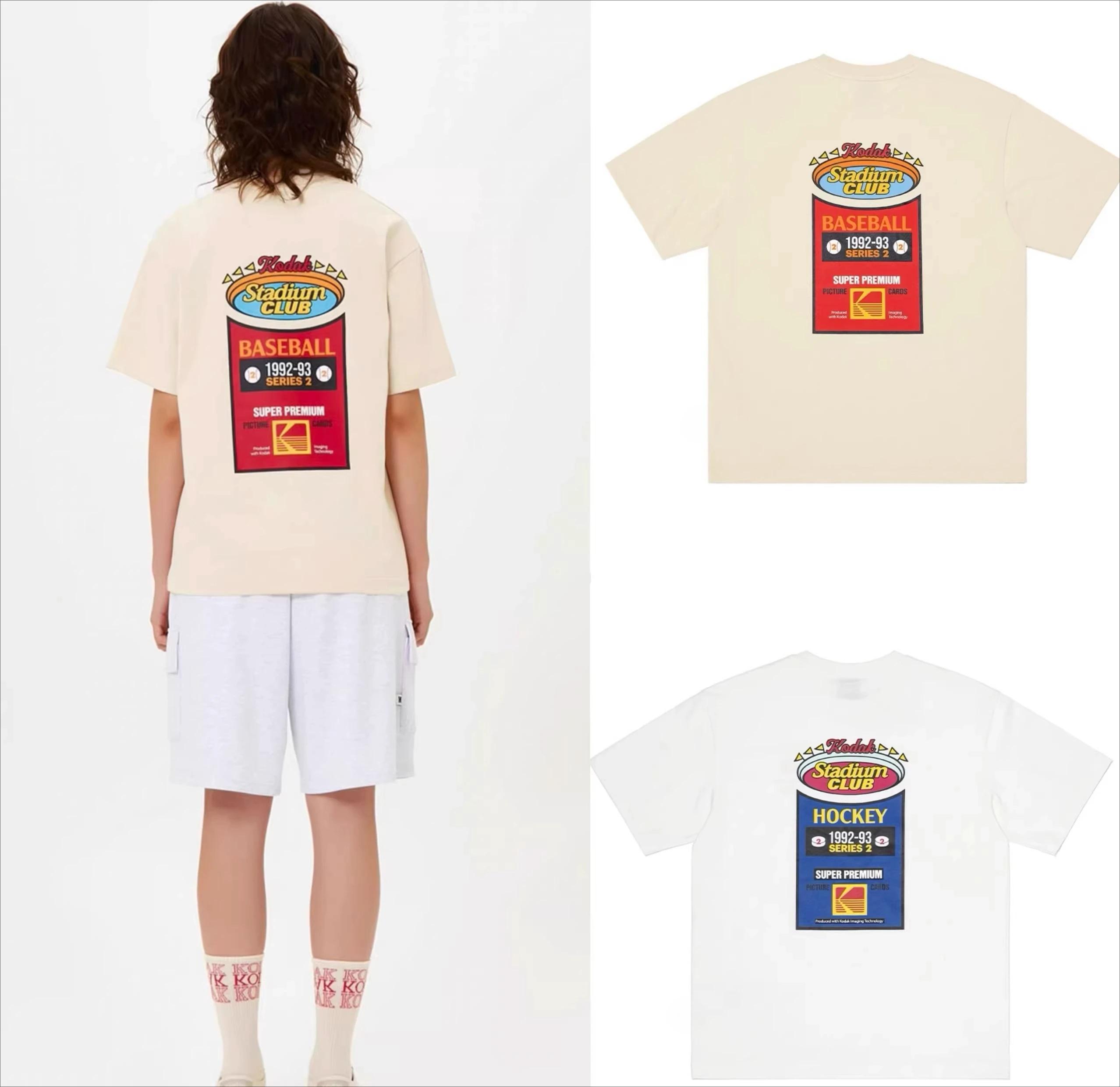 T-shirt d'été polyvalent pour hommes, 100% coton, imprimé sur film de marque Kodak, haut décontracté
