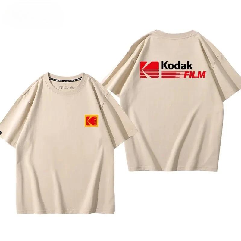 T-shirt vintage imprimé pour homme Kodak été 2026, 100% coton, sportif, décontracté, ample et confor