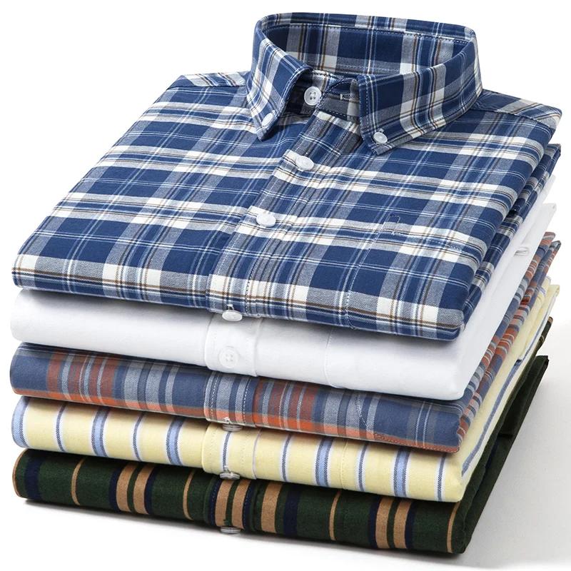 Nouveau 100% pur coton chemise pour hommes à manches longues classique polyvalent doux respirant déc