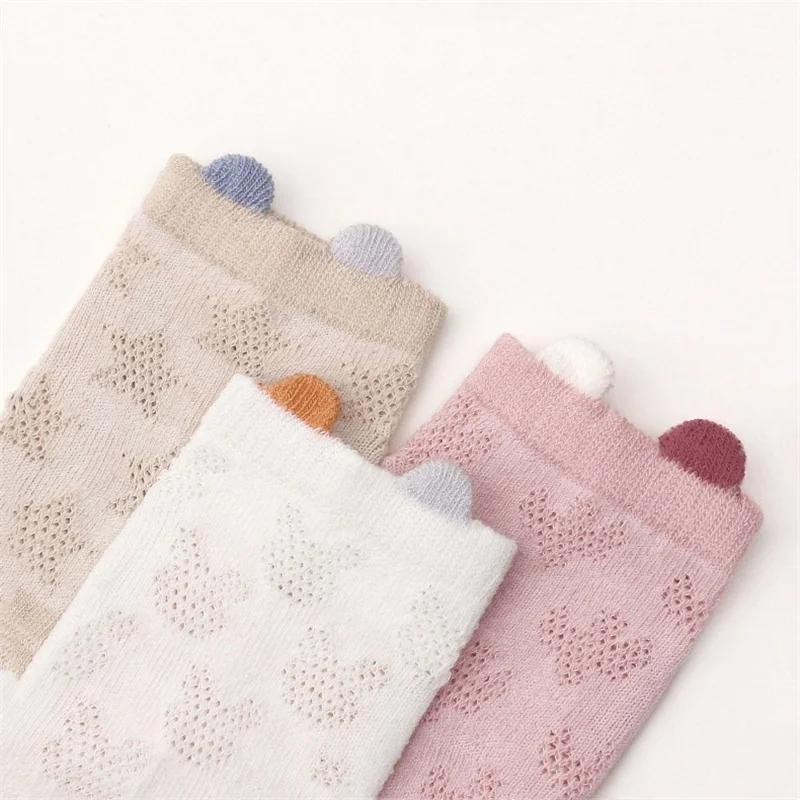 4 paires/ensemble coton respirant enfants chaussettes printemps été mince bébé maille chaussette cou