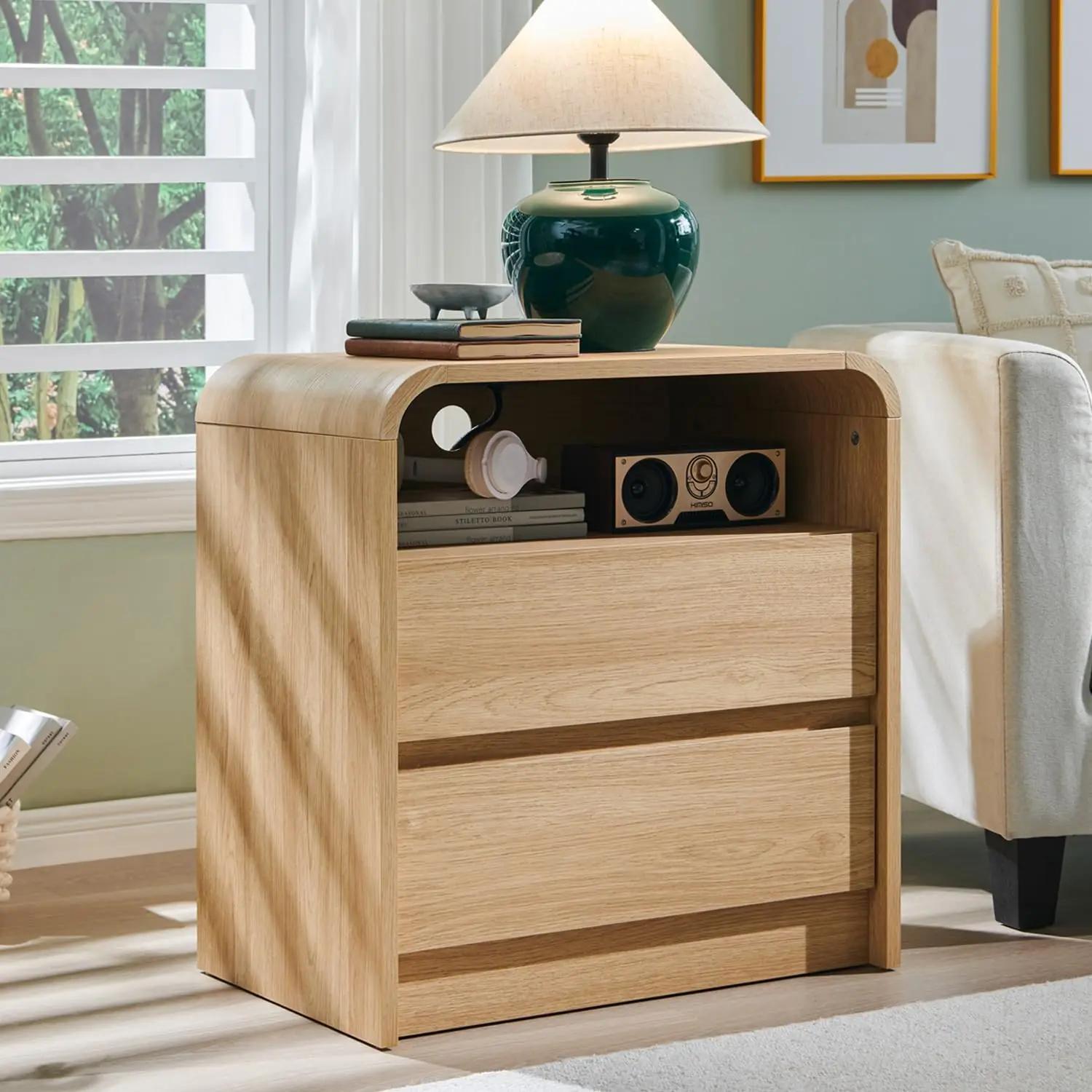Ensemble de table de chevet moderne de 25 po de haut, 2, table de chevet en bois de 23,6 po de large