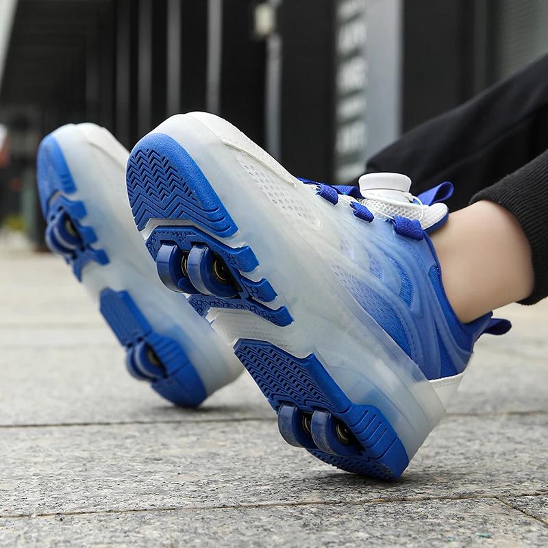 Chaussures de marche rapide pour enfants, patins à roulettes pour filles et garçons, cassent quatre 