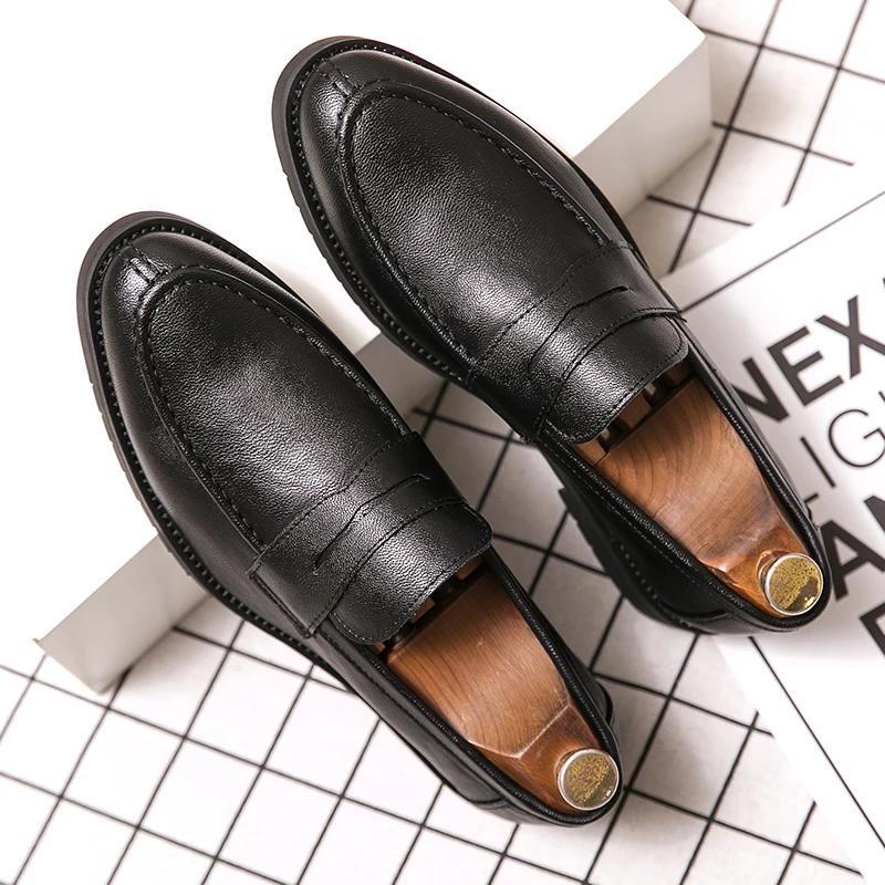 Chaussures habillées pour hommes, mocassins en cuir à enfiler, confortables pour le bureau, chaussur