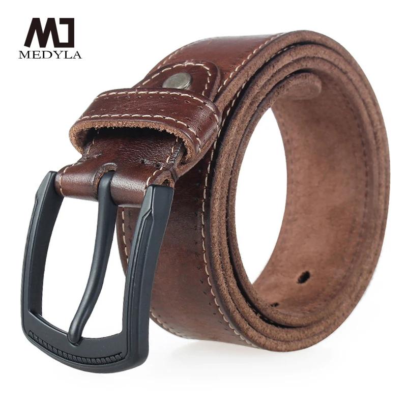 MEDYLA cuir véritable hommes ceinture de haute qualité bracelet de luxe classique Vintage boucle ard