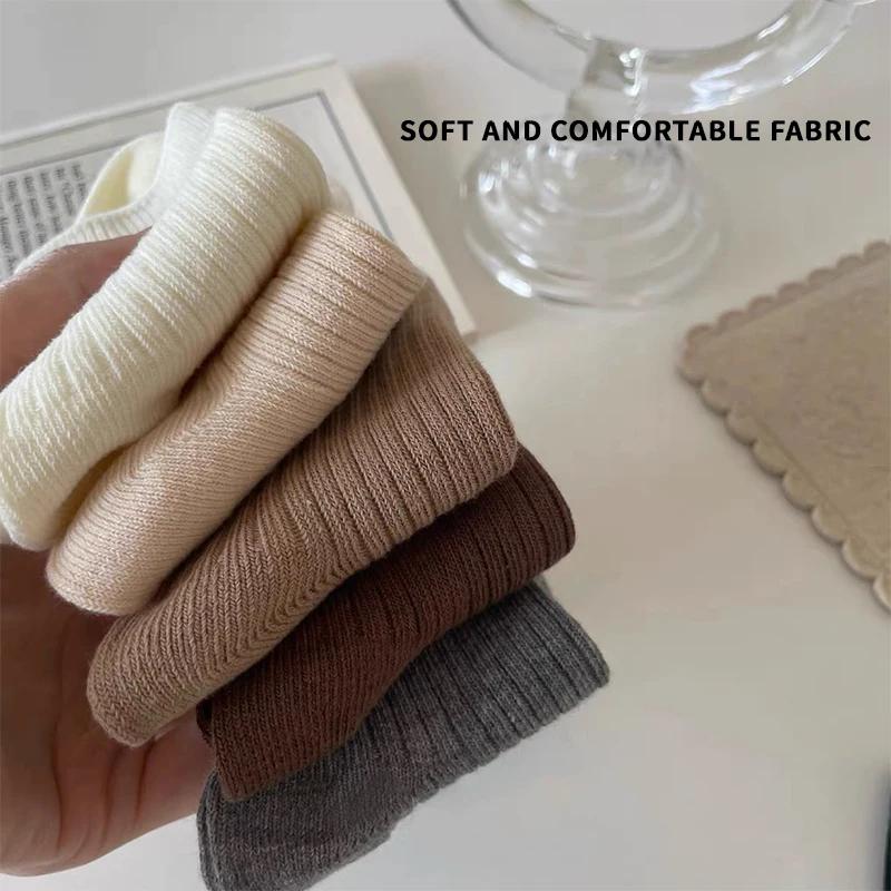 5 paires chaussettes mi-mollet pur coton unie garçon - Confortables respirantes mode usage quotidien