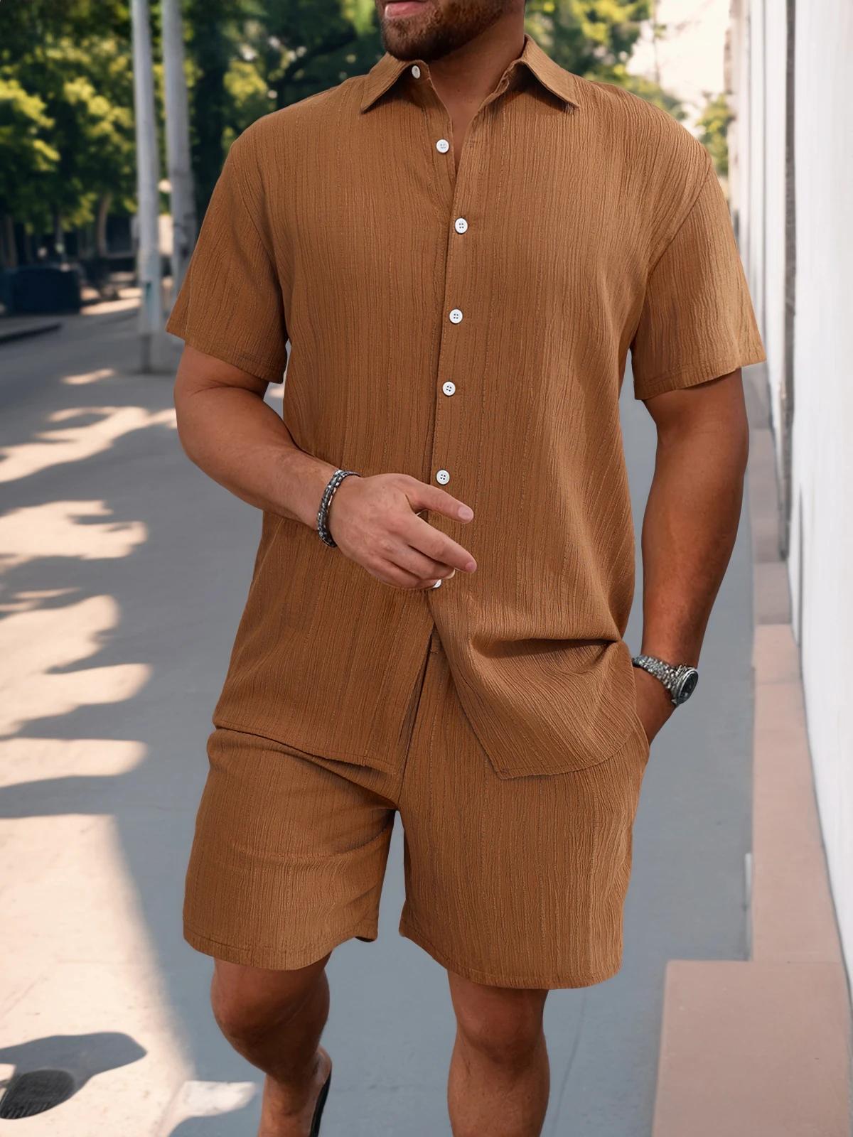 Shorts de plage à manches courtes pour hommes, chemise décontractée, sports de plein air trempés, mo