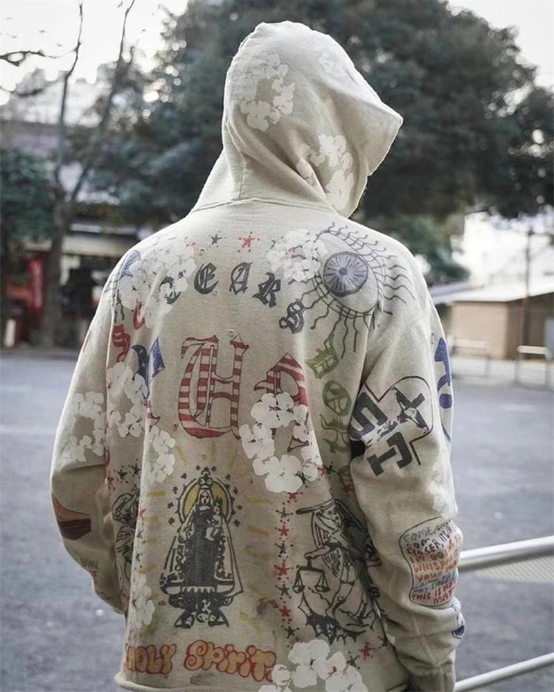 Nouveau Saint Graffiti sweat à capuche imprimé pull hommes femmes haute qualité 25fw tissu lourd uni