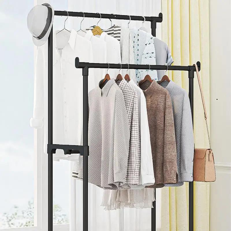 Cintre mobile à roulettes pour chambre à coucher, vêtements doubles, rapport Everthe, vêtements T1 a