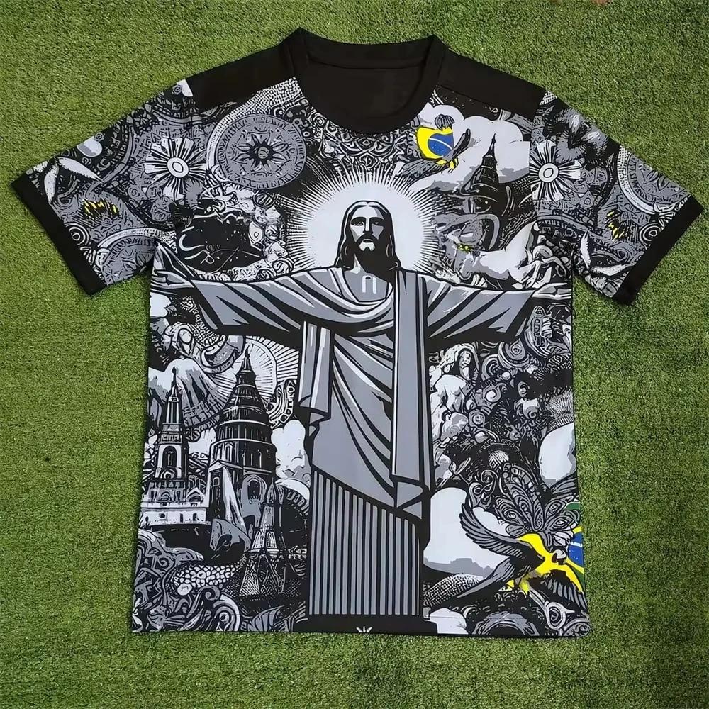 Haut d'entraînement de Football d'été, édition spéciale brésilienne, maillot de Football jésus noir 
