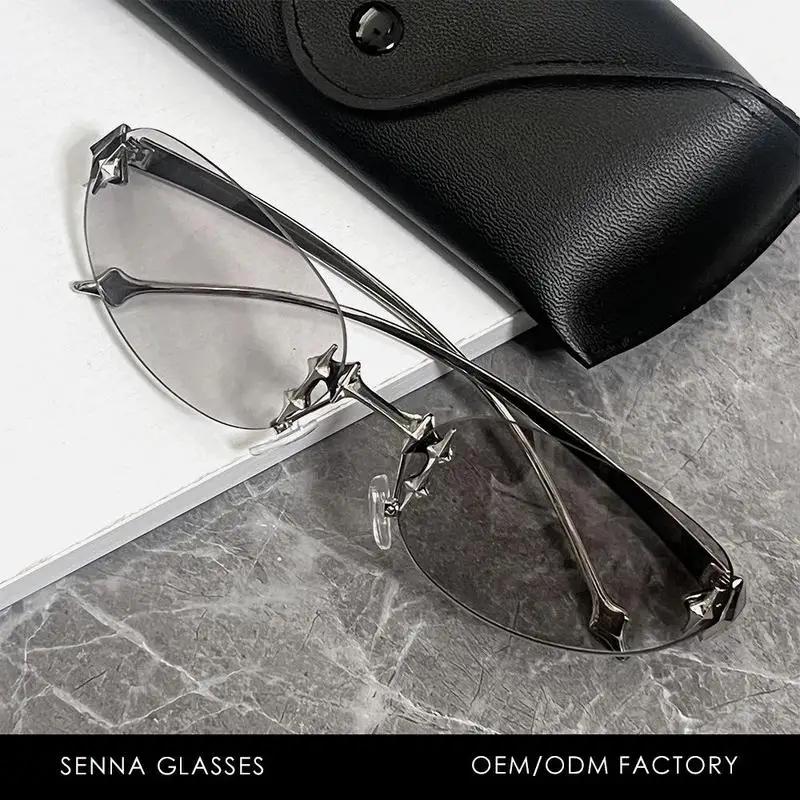 Promotion limitée dans le temps-Y2g lunettes de soleil ovales en métal sans cadre Hot Girl Street Sh