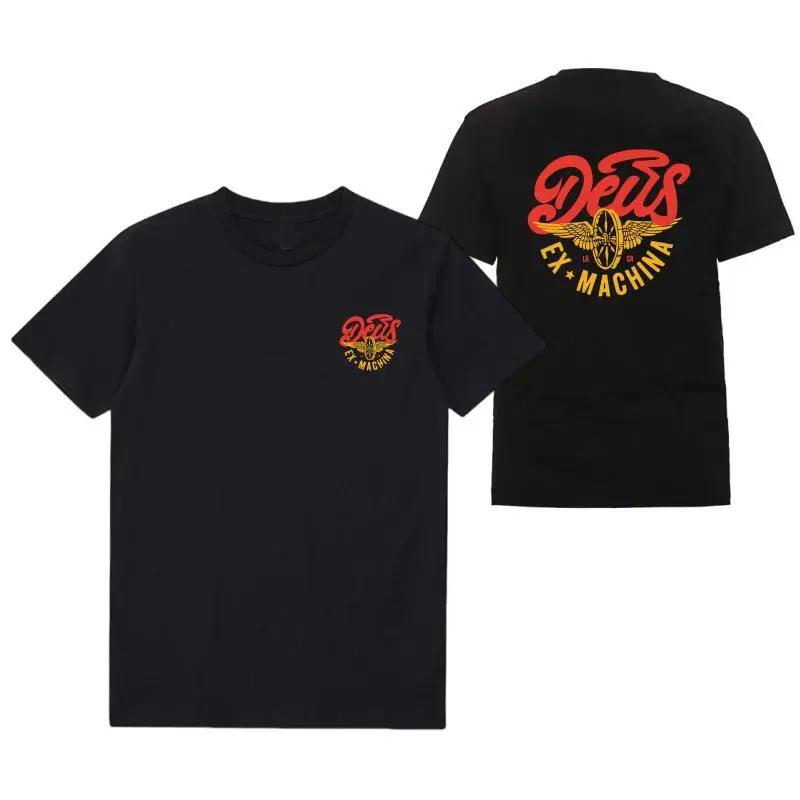 DEUS EX MACHHR-Maillot de football à manches courtes pour homme, haut noir décontracté, t-shirts res
