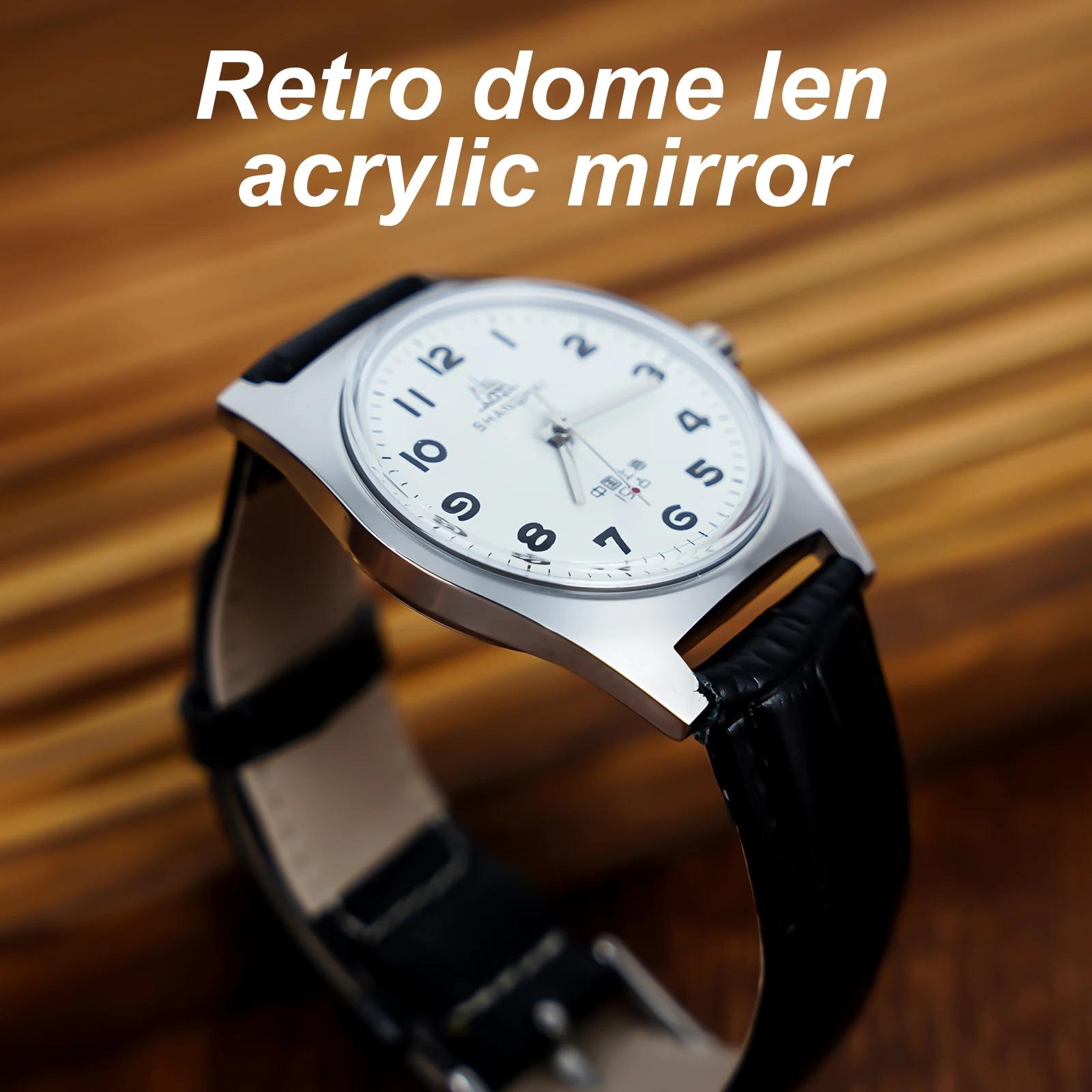 Montre Shanghai 7120 d'inspiration vintage 36 mm - Montre-bracelet mécanique pour homme pour collect
