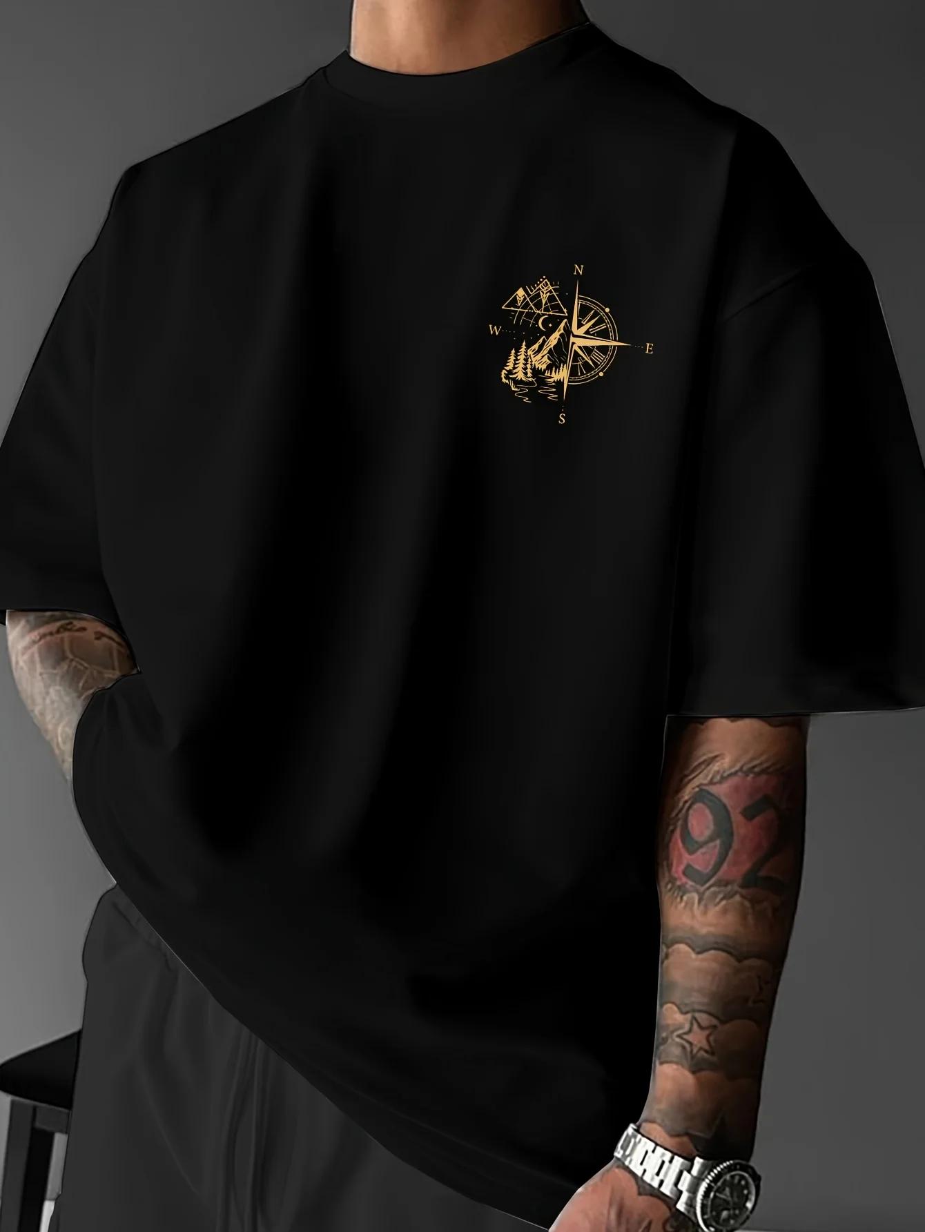 Nouveau T-shirt pour homme à motifs géométriques et en relief, style streetwear, idéal pour un usage