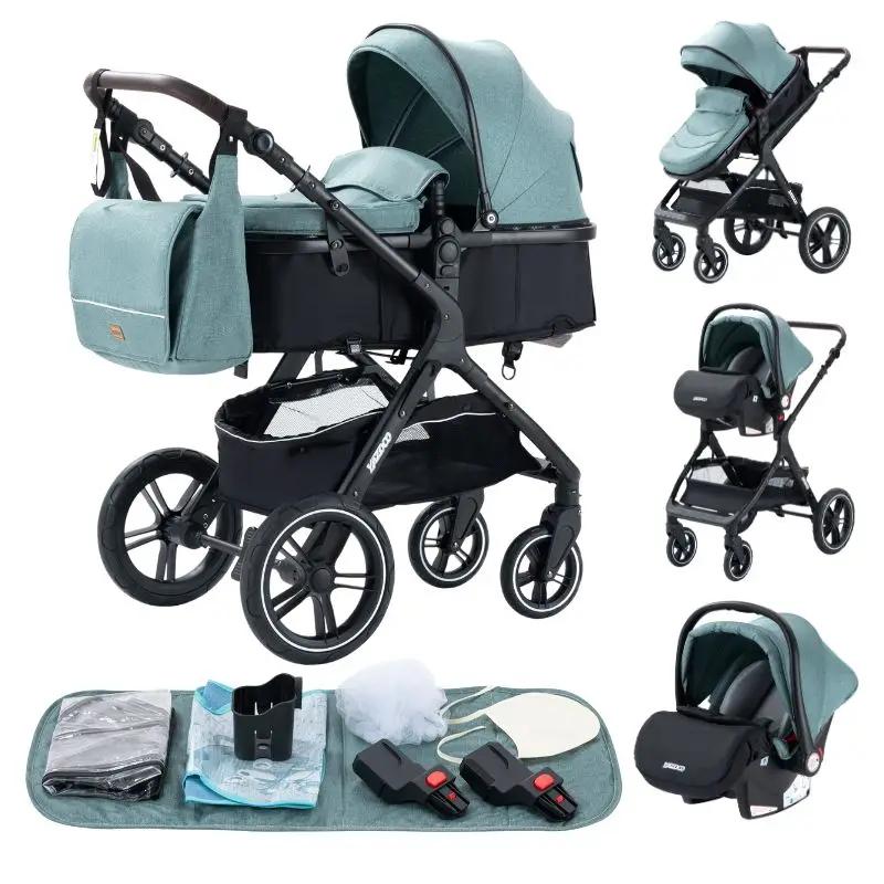 Système de voyage 3-en-1 pour bébé : poussette, landau et siège inclinable, pliable, haute position,
