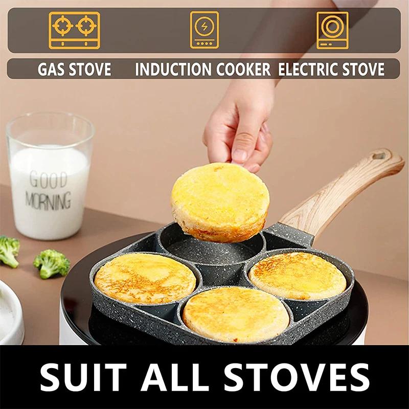LMETJMA Poêle à œufs Poêles à crêpes antiadhésives 4 tasses Ustensiles de cuisine Poêle à crêpes Poê