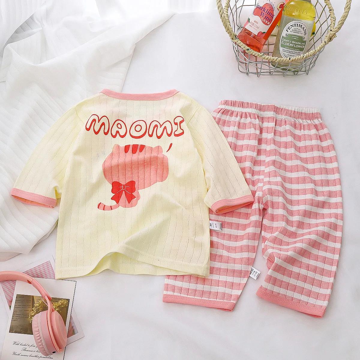 Ensemble pyjama en coton pour bébé, manches longues, vêtements de nuit pour bébé, dessin animé, vête
