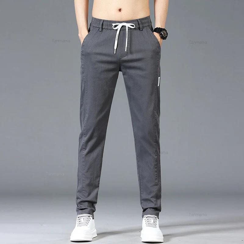 Printemps été hommes pantalons décontractés mode mince taille élastique Style coréen affaires mince 