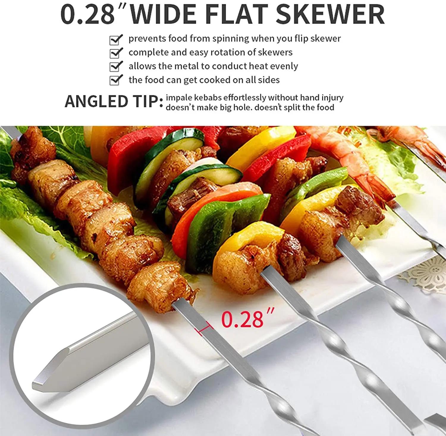 Bâton de rôti réutilisable pour barbecue, fourcommuniste plates en acier inoxydable, gadgets de piqu